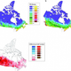 Canadian plant hardiness (PH) zone maps for (a) 1931–1960, (b) 1981–2010, and (c) the difference between those (1981–2010 minus 1931–1960).